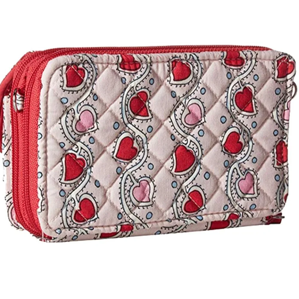 Vera Bradley Pink Heart Print Crossbody Wallet